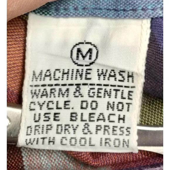 Vintage Men's Countess Mara Plaid Shirt Orange Purple Size Medium 18.5 - Picture 9 of 11